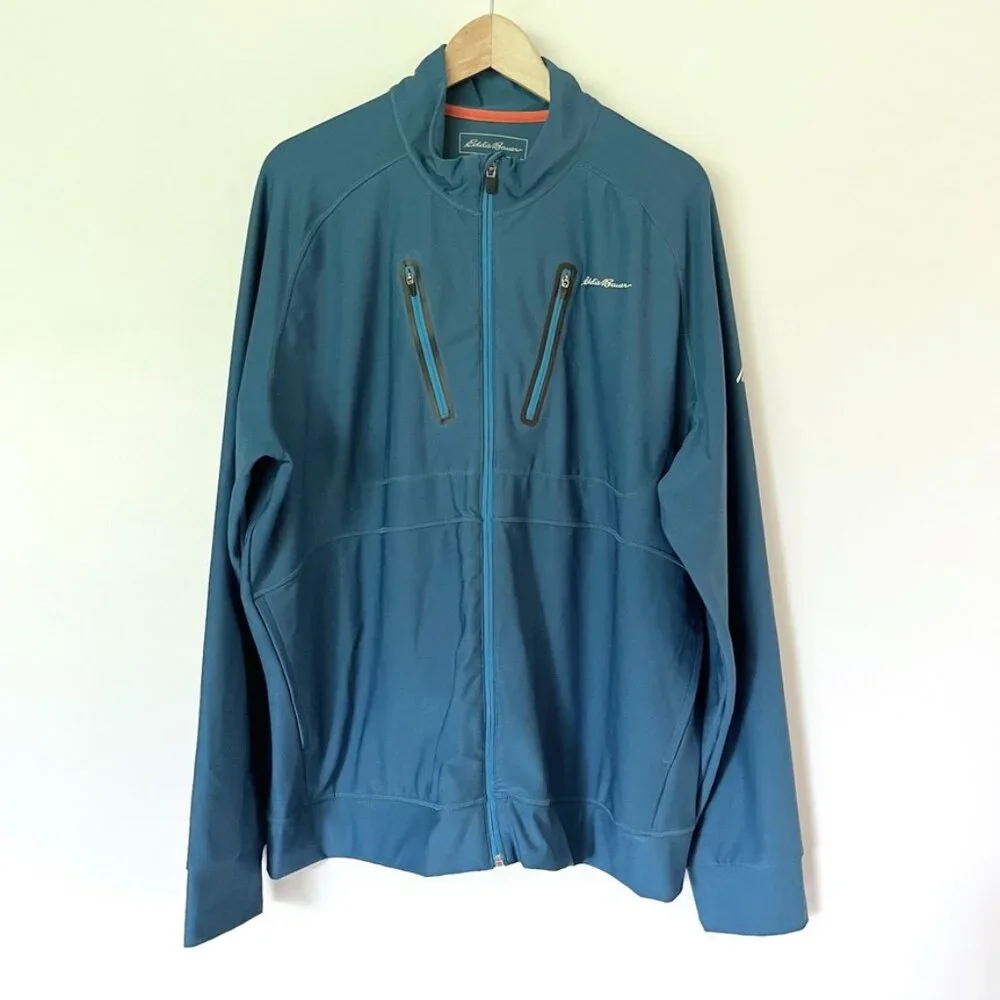 Eddie‎ Bauer Jacket Size XL Mens Teal Blue Motion Full Zip Freedry Activewear